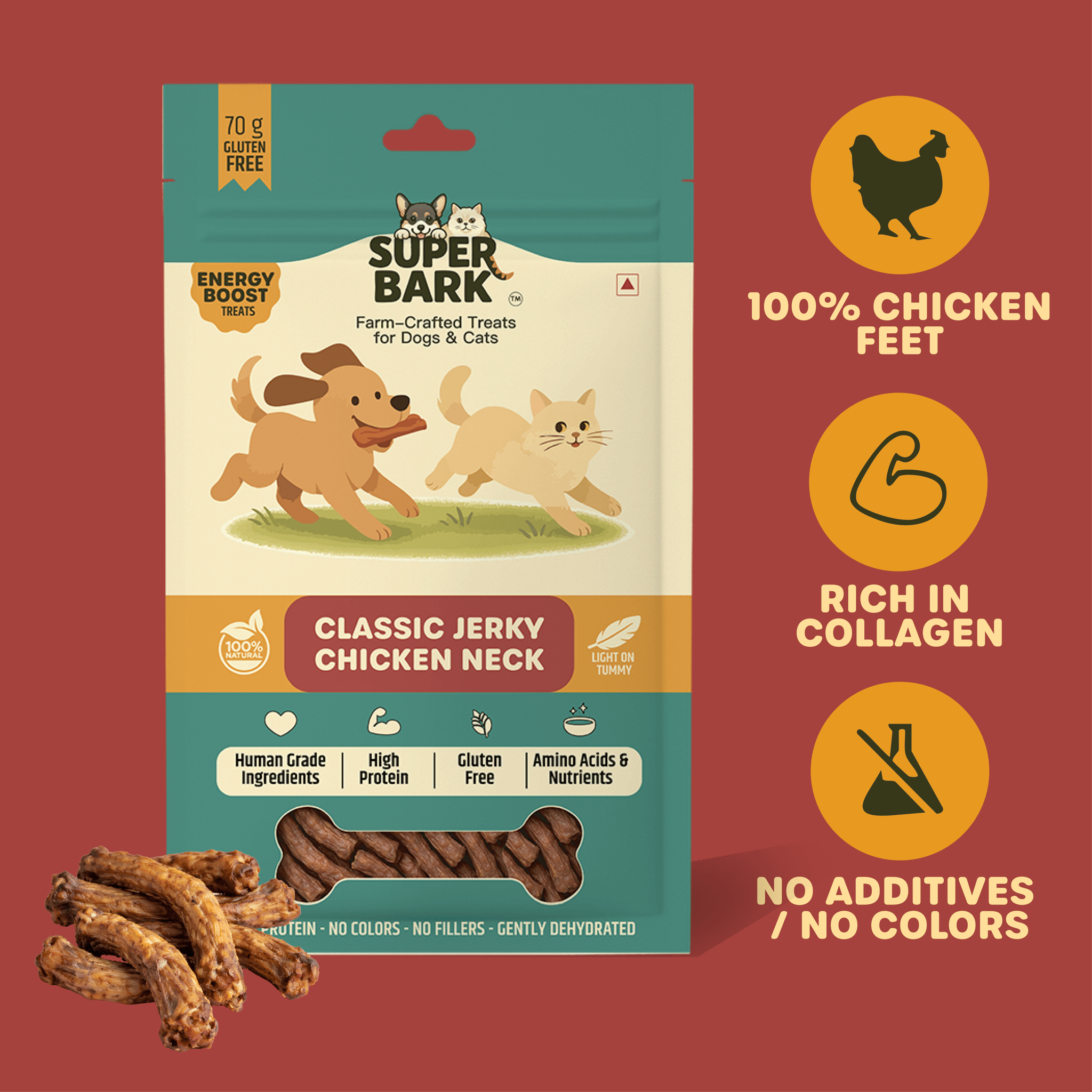 CLASSIC CHICKEN NECK JERKY - 70 Grams